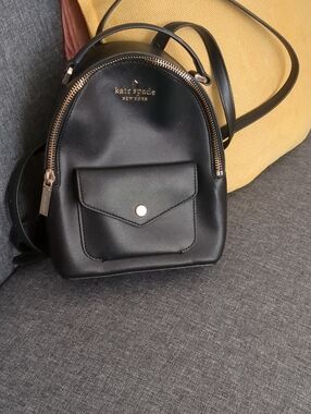 kate spade Black Mini Saffiano Leather Backpack Crossbody